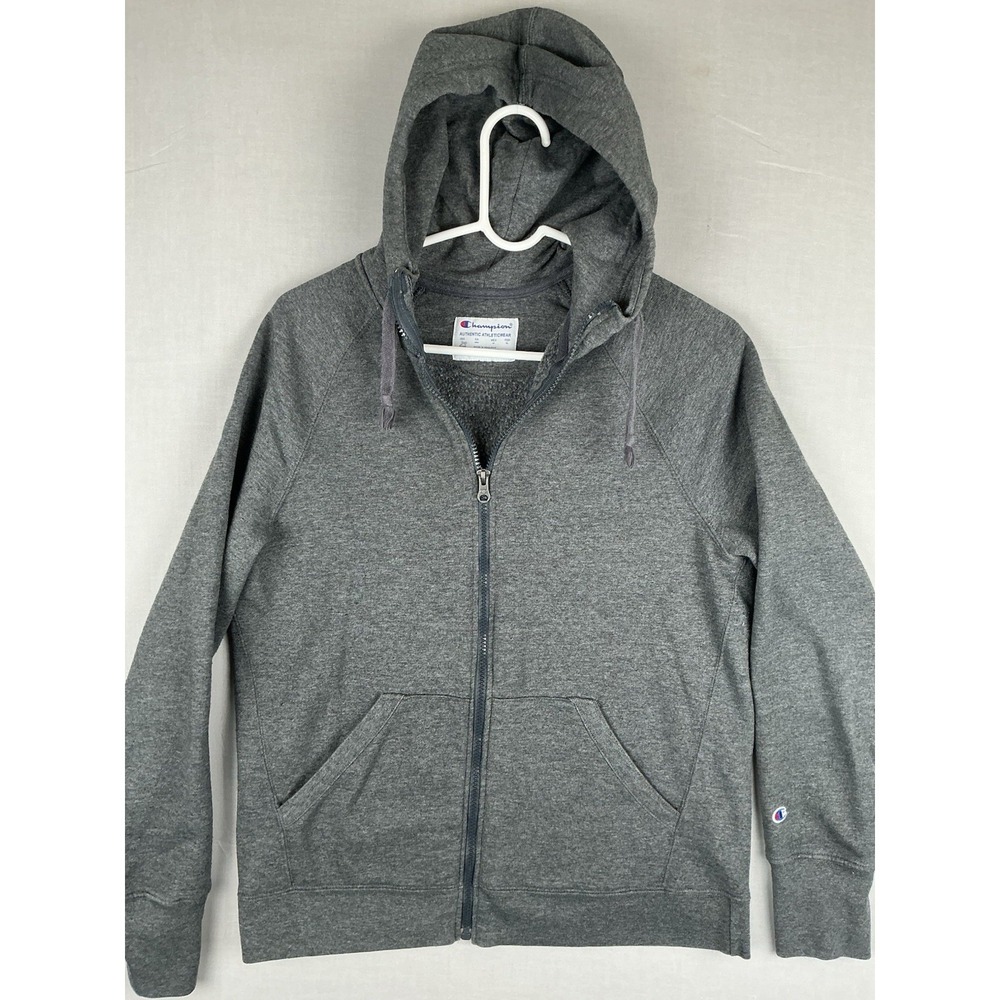 Champion Hoodie Womens M Gray Full Zip Athletic Sweatshirt